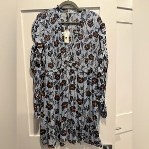 Anthropologie Long Sleeve V-Neck Ruffle Mini Dress | XL | NWT